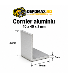 Cornier aluminiu 40 x 40 x 2 mm, 6 metri (EN AW-6060)